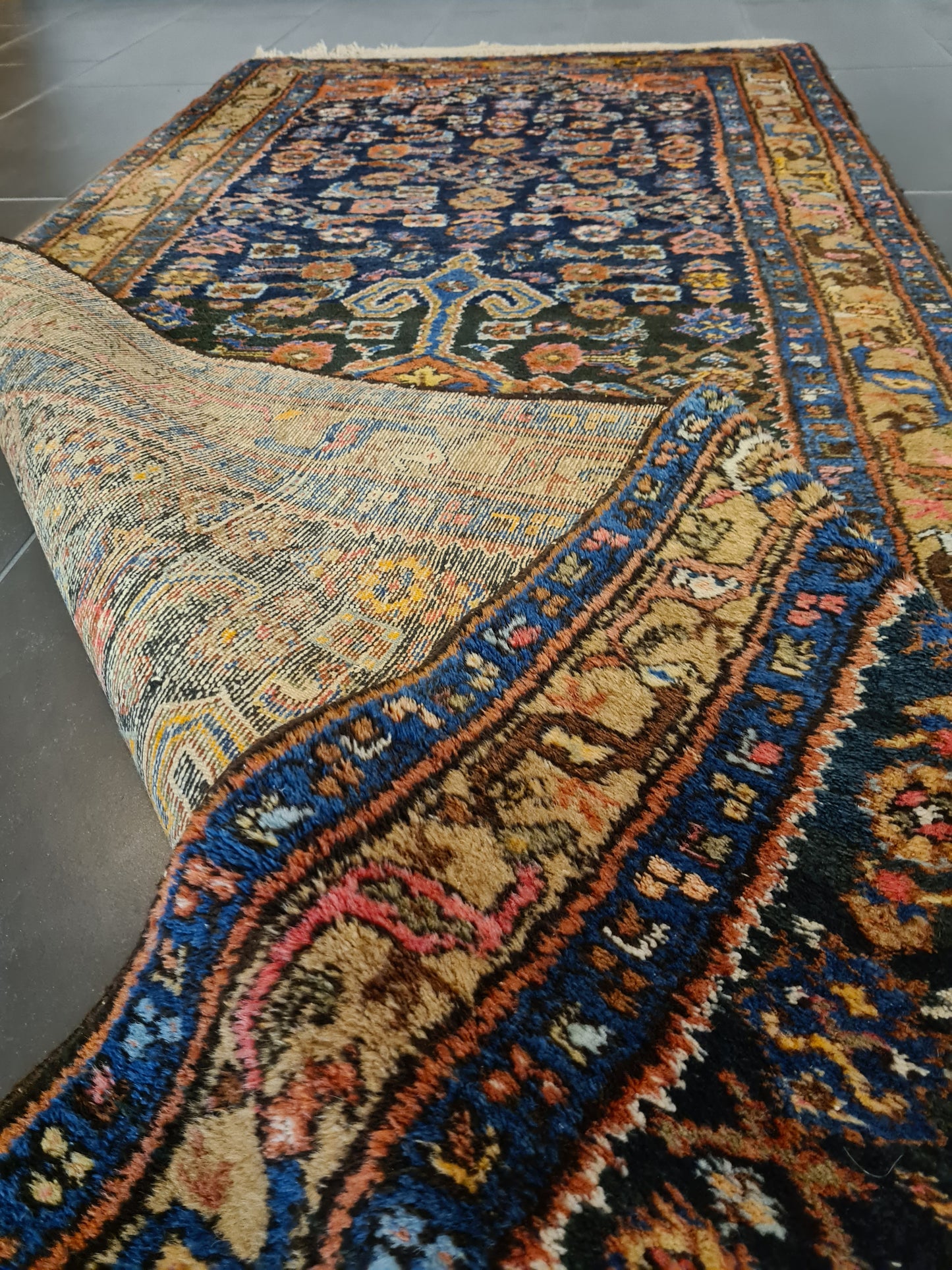 Antiker Handgeknüpfter Perserteppich Sarough Hamedan Orientteppich 287x101cm