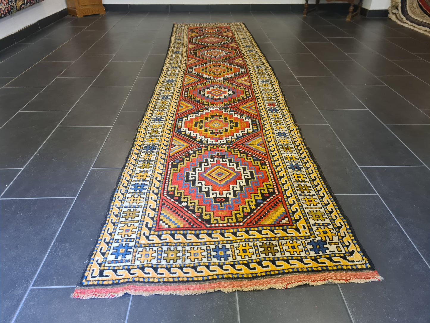 Antiker Feiner Handgeknüpfter Perserteppich Orientteppich Anatol Kasak 301x90cm