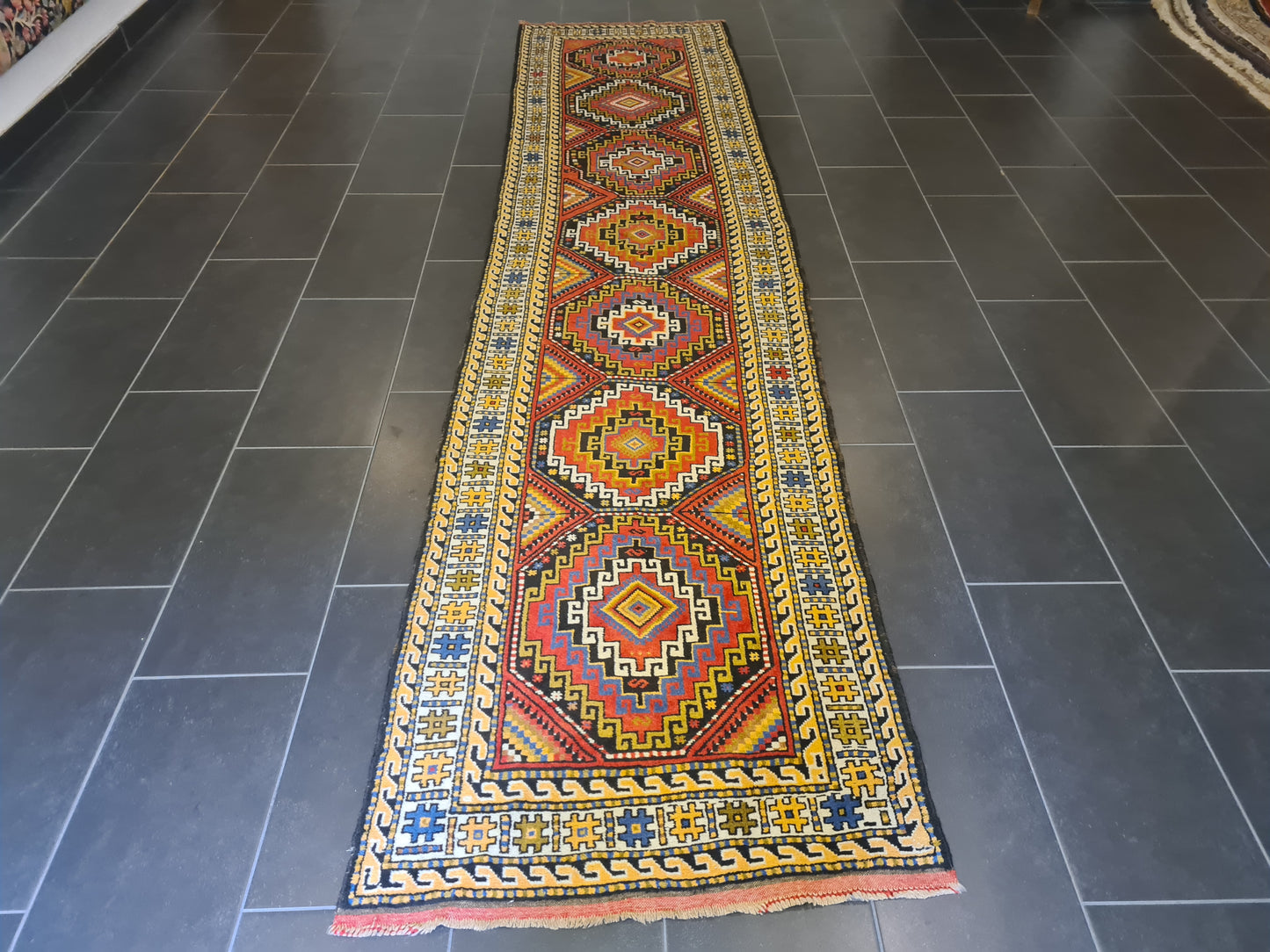 Antiker Feiner Handgeknüpfter Perserteppich Orientteppich Anatol Kasak 301x90cm