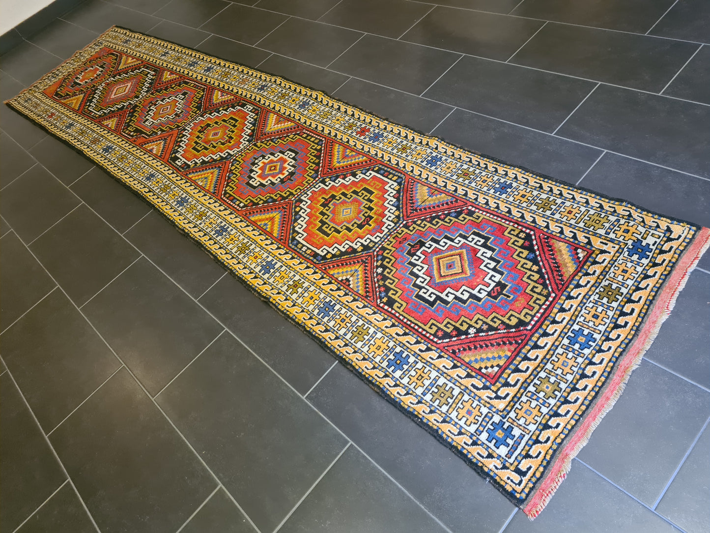 Antiker Feiner Handgeknüpfter Perserteppich Orientteppich Anatol Kasak 301x90cm