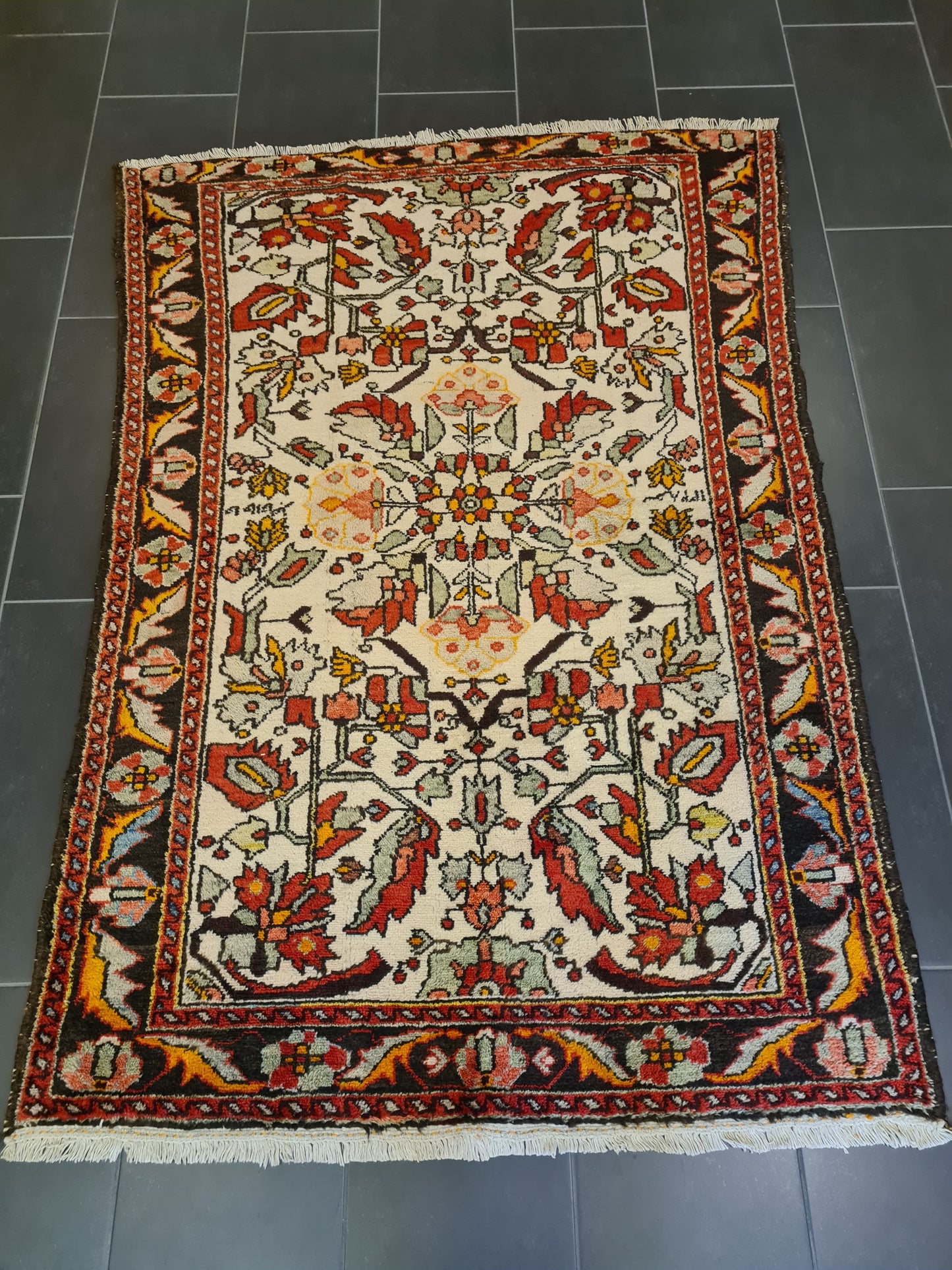 Antiker Feiner Handgeknüpfter Perser Teppich Sarough Hamedan 182x137cm