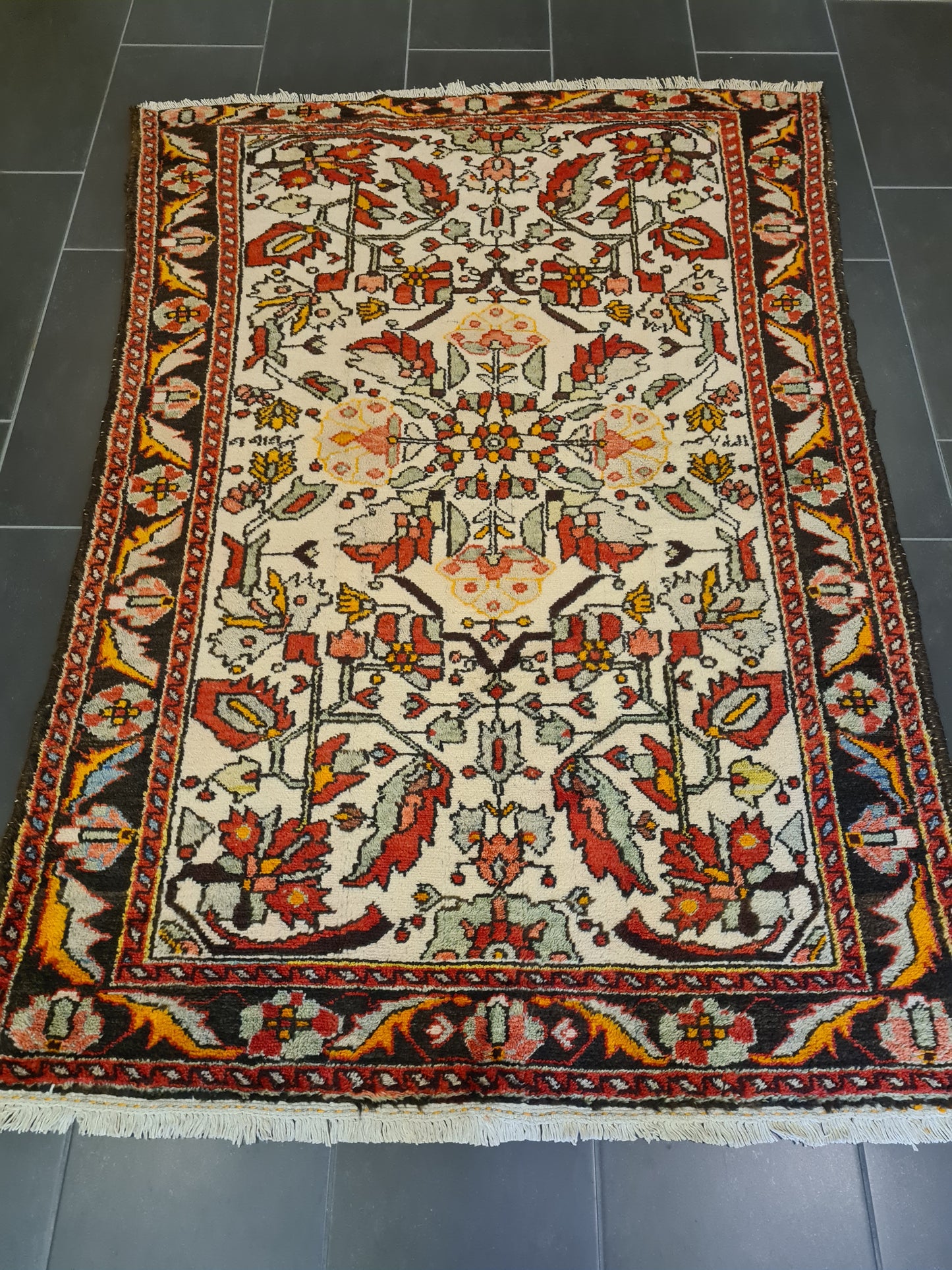 Antiker Feiner Handgeknüpfter Perser Teppich Sarough Hamedan 182x137cm