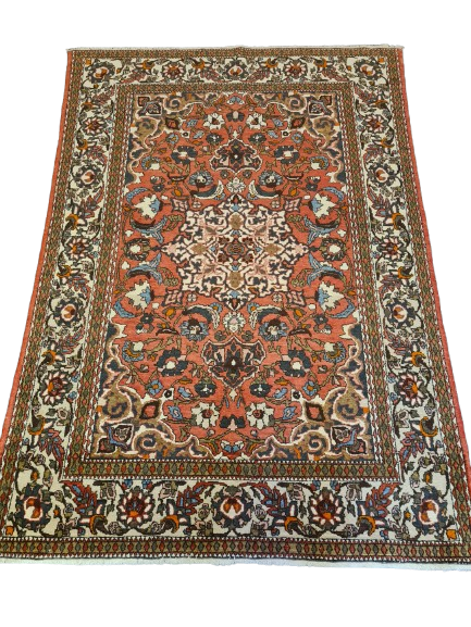 Antiker Feiner Handgeknüpfter Perser Teppich Isfahan Najafabad 208x146cm