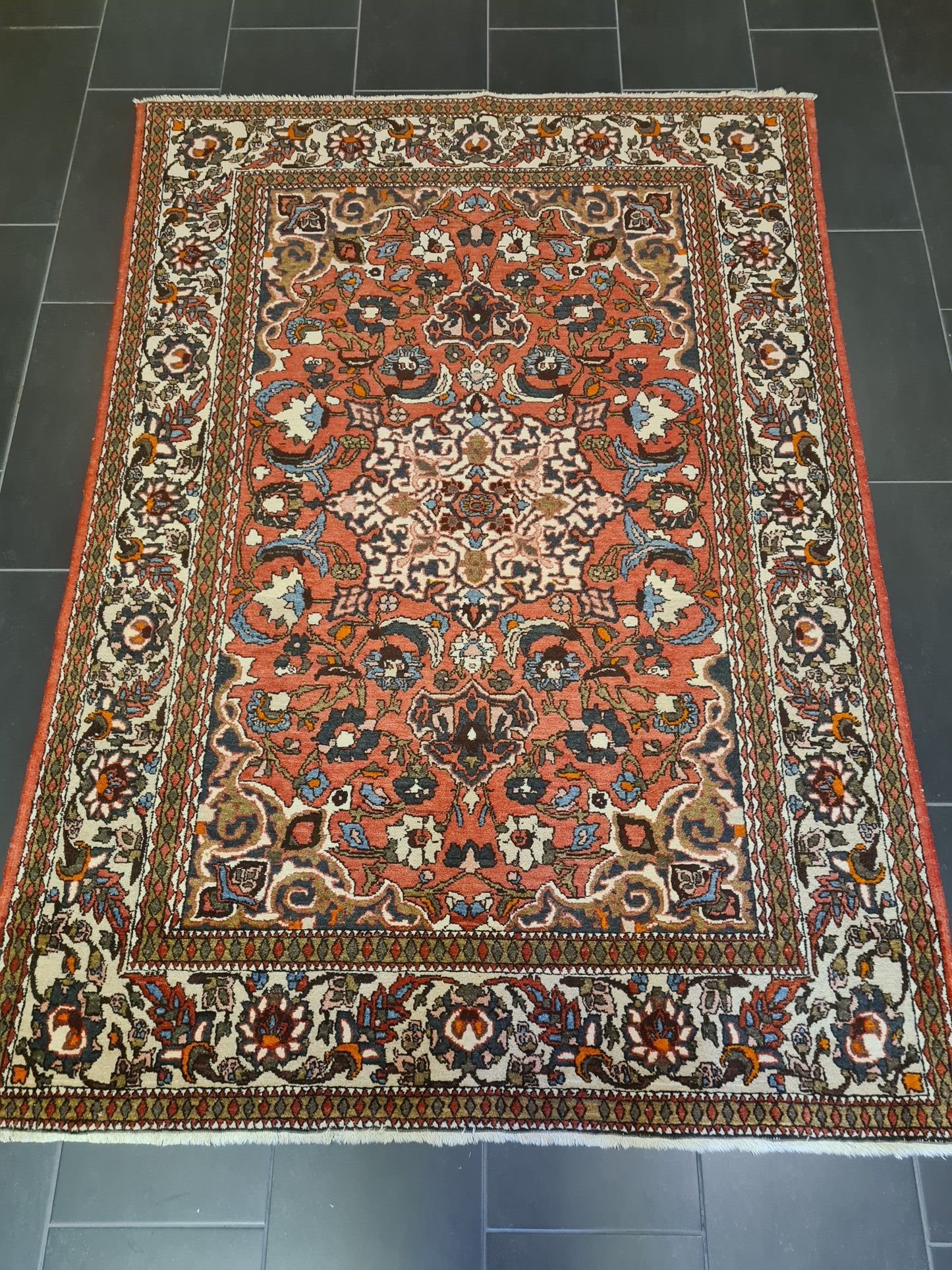 Antiker Feiner Handgeknüpfter Perser Teppich Isfahan Najafabad 208x146cm