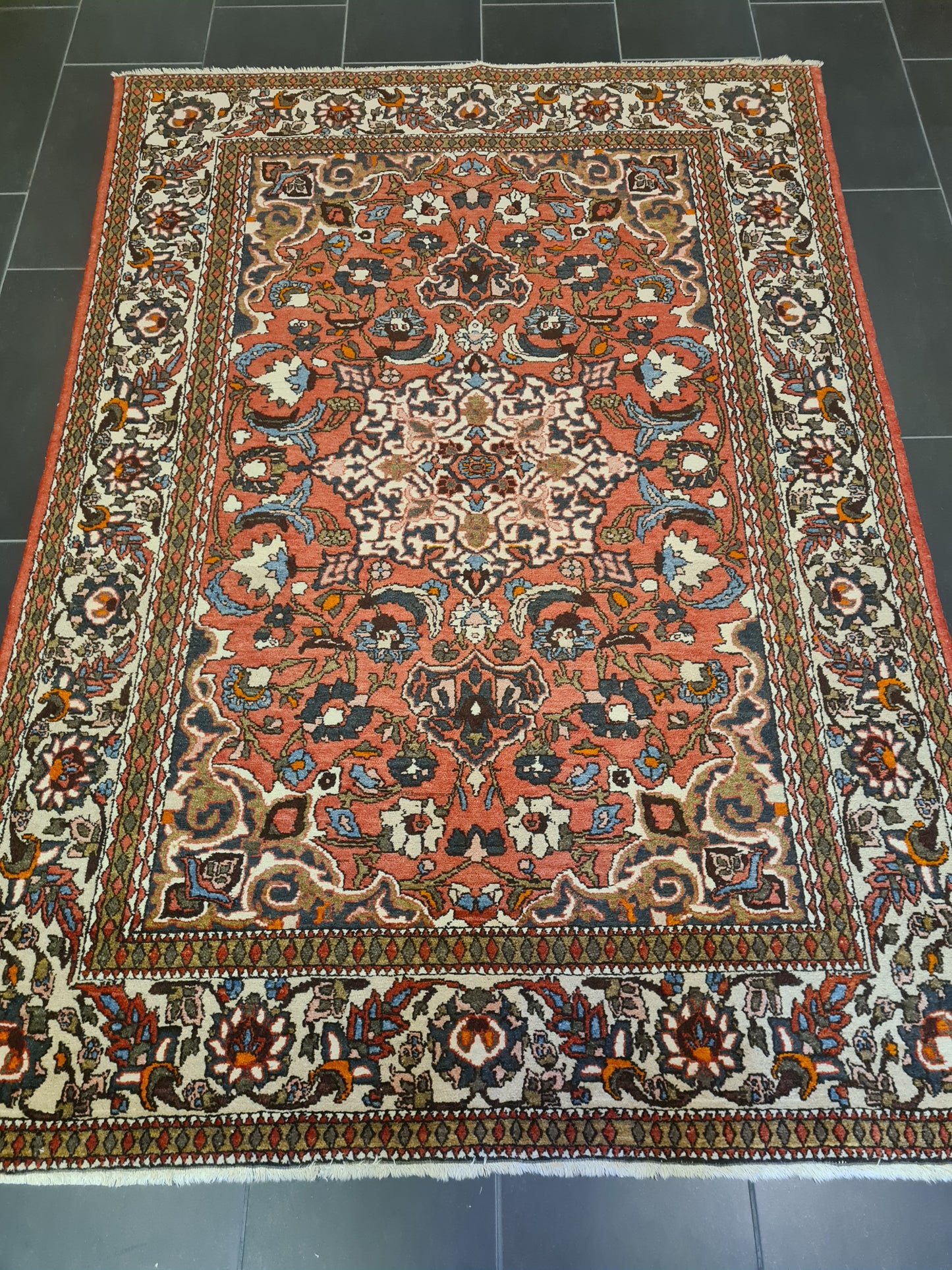 Antiker Feiner Handgeknüpfter Perser Teppich Isfahan Najafabad 208x146cm