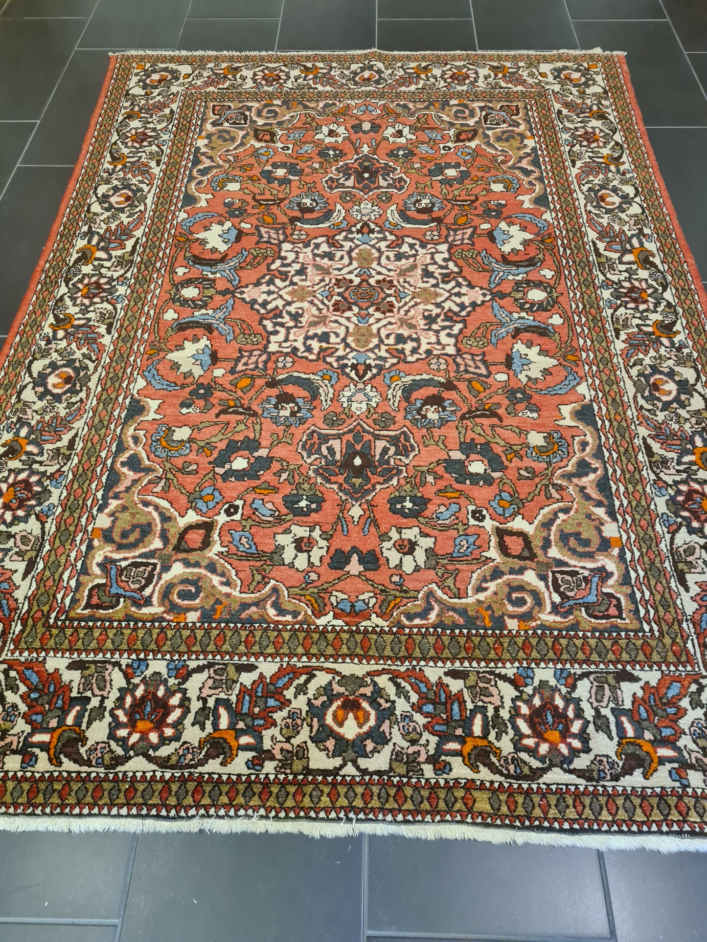 Antiker Feiner Handgeknüpfter Perser Teppich Isfahan Najafabad 208x146cm