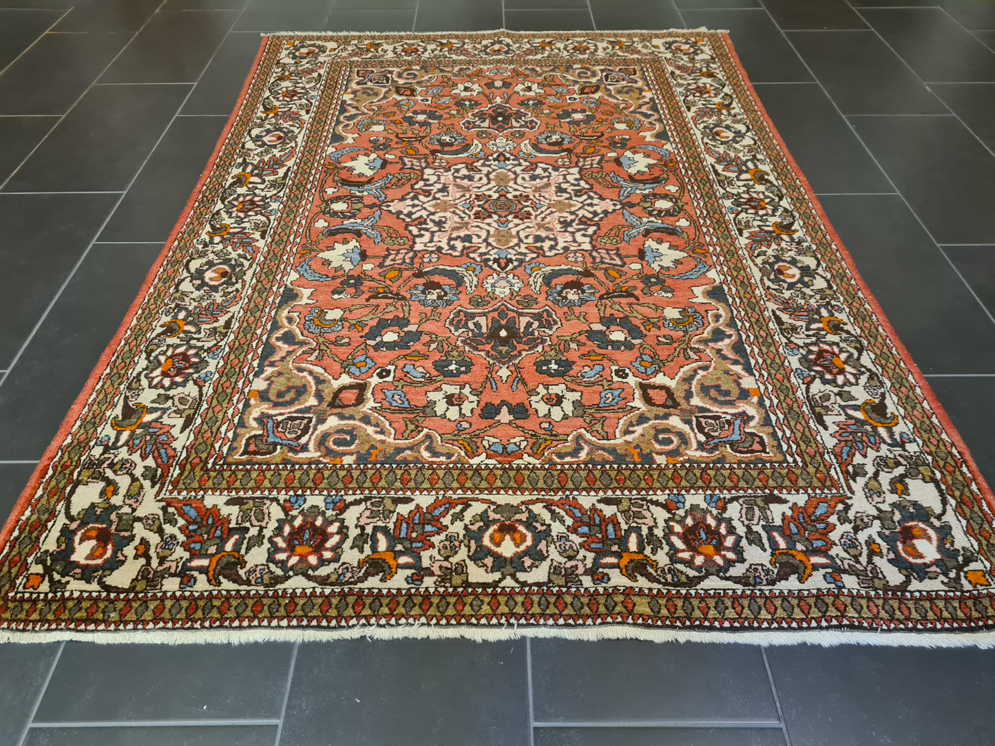 Antiker Feiner Handgeknüpfter Perser Teppich Isfahan Najafabad 208x146cm