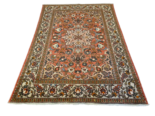 Antiker Feiner Handgeknüpfter Perser Teppich Isfahan Najafabad 208x146cm