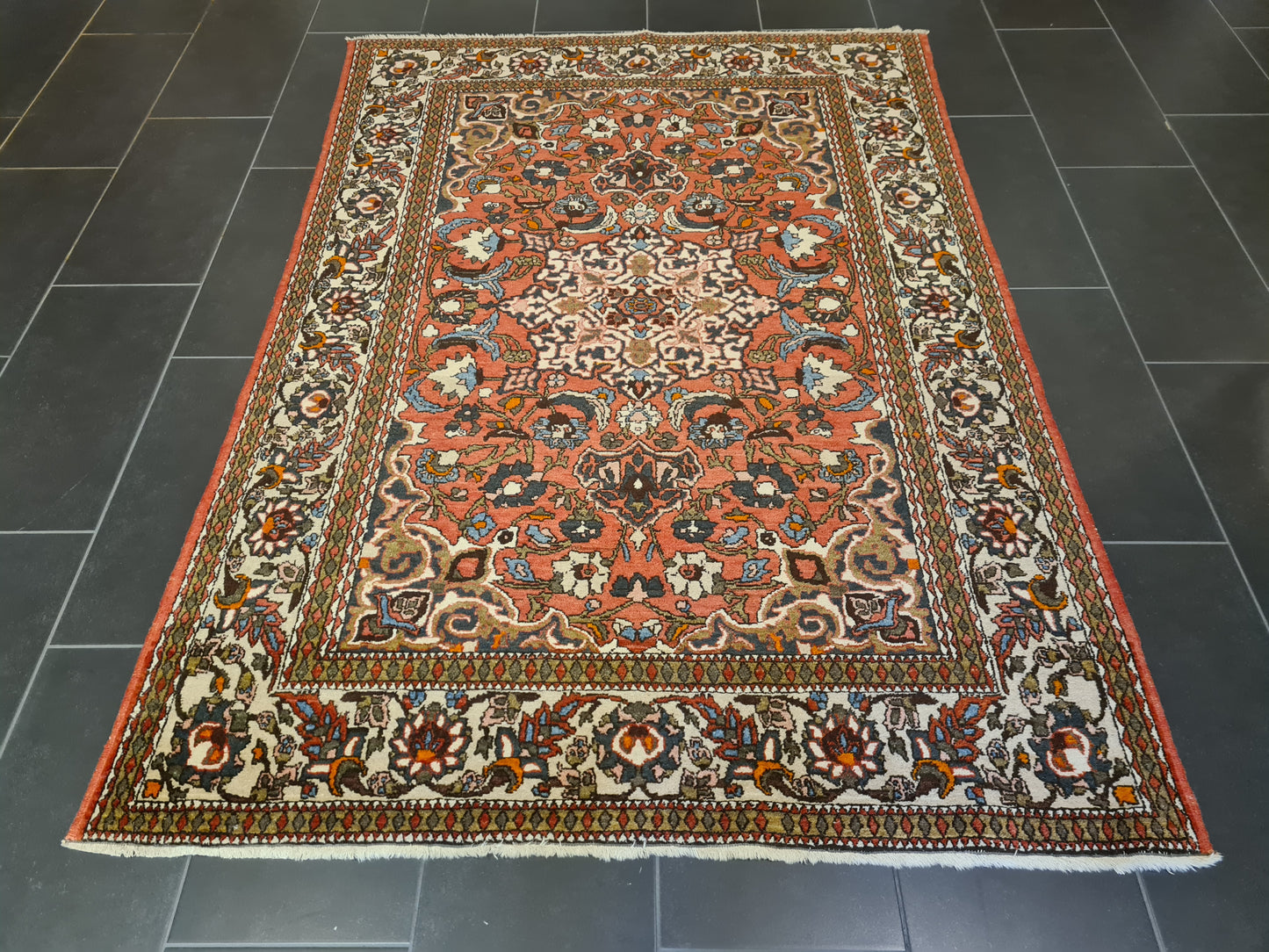 Antiker Feiner Handgeknüpfter Perser Teppich Isfahan Najafabad 208x146cm