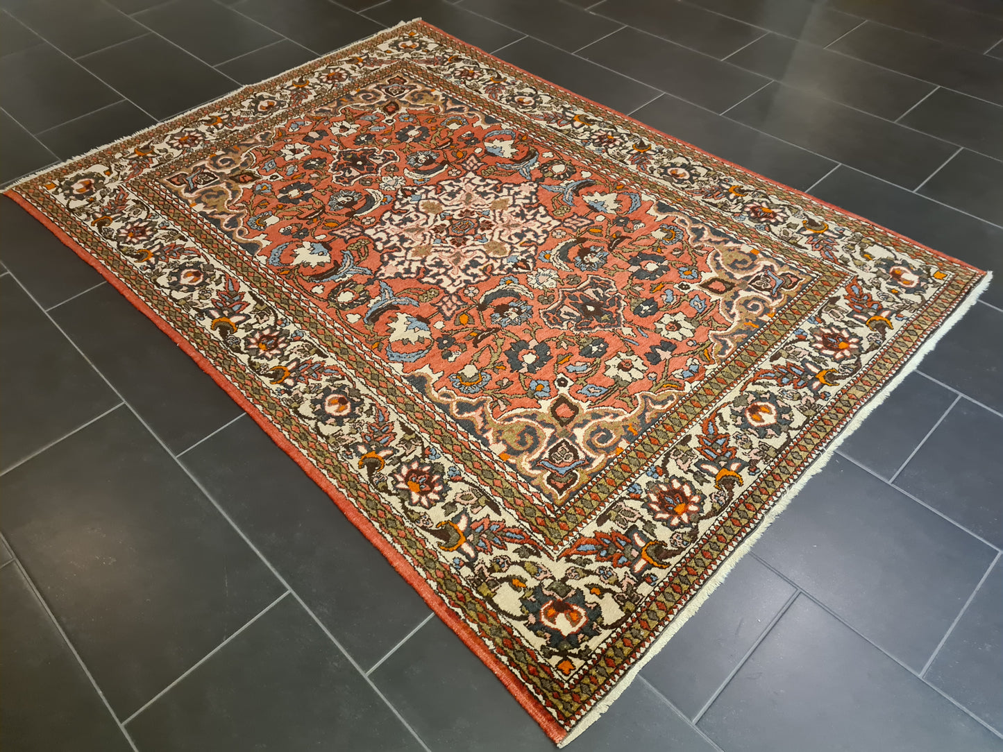 Antiker Feiner Handgeknüpfter Perser Teppich Isfahan Najafabad 208x146cm