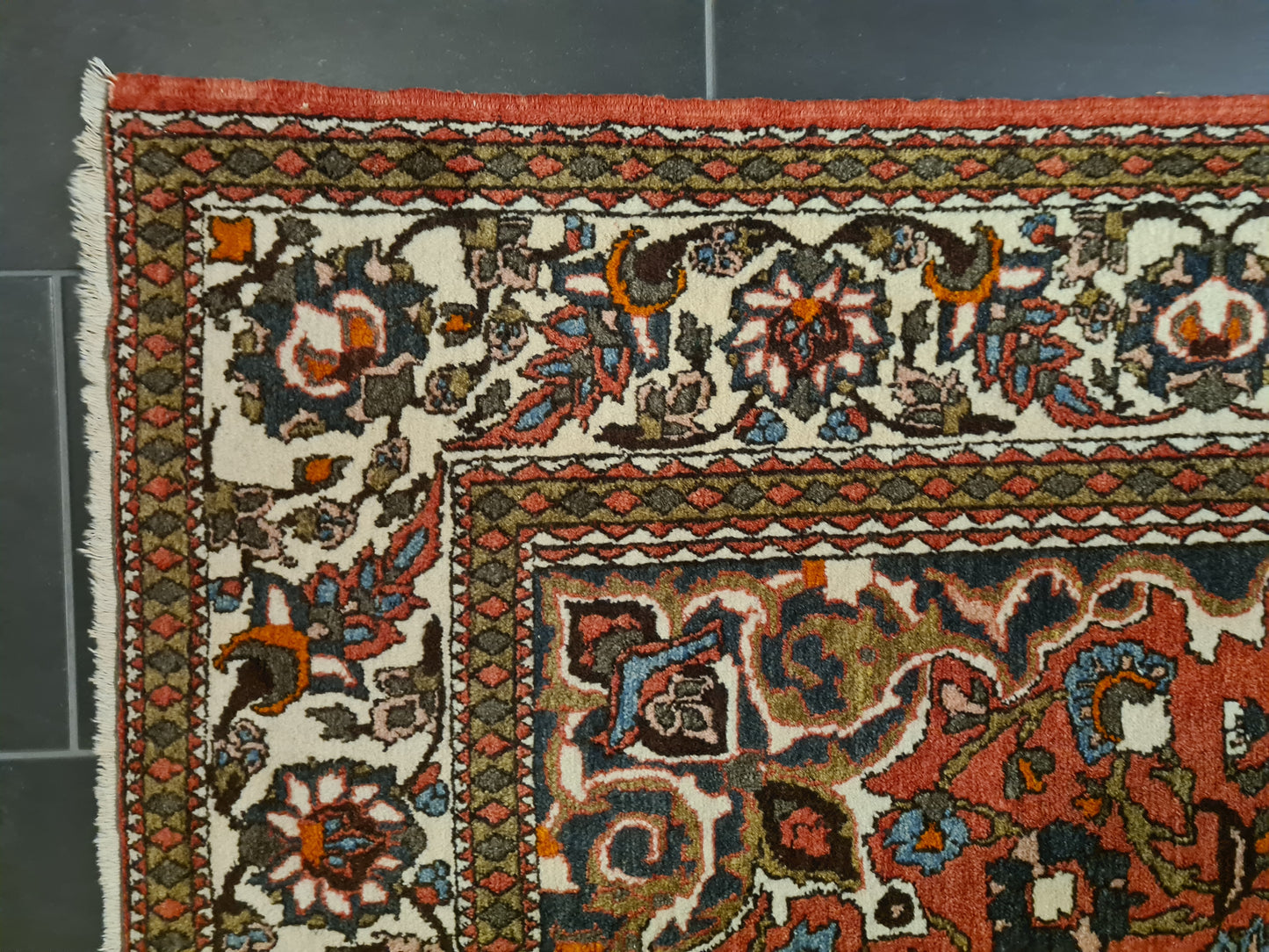 Antiker Feiner Handgeknüpfter Perser Teppich Isfahan Najafabad 208x146cm