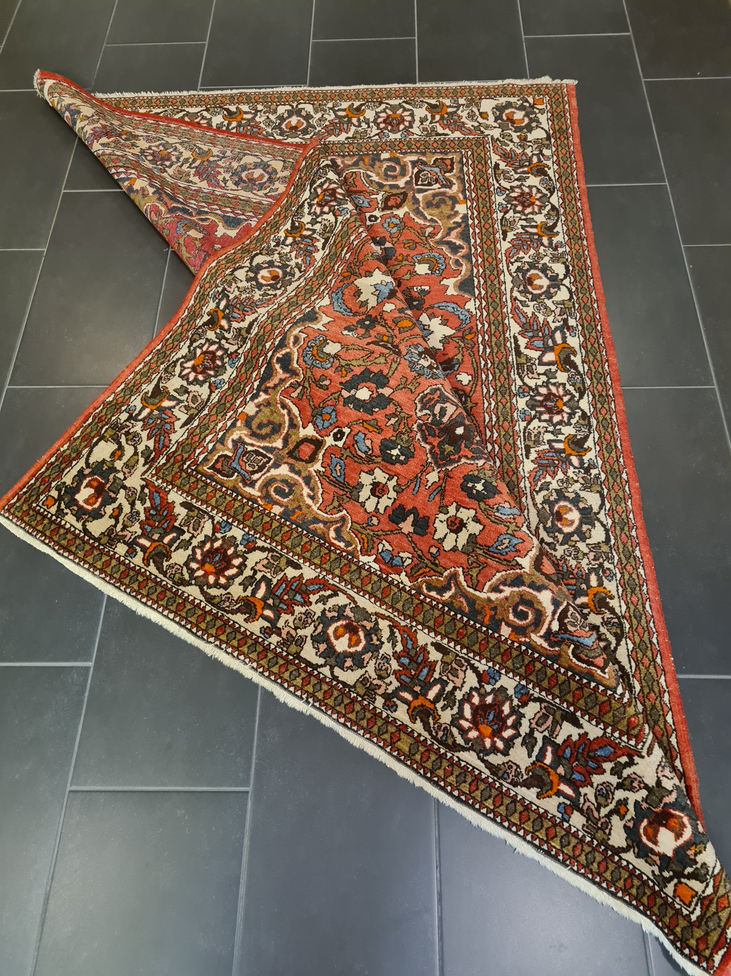 Antiker Feiner Handgeknüpfter Perser Teppich Isfahan Najafabad 208x146cm