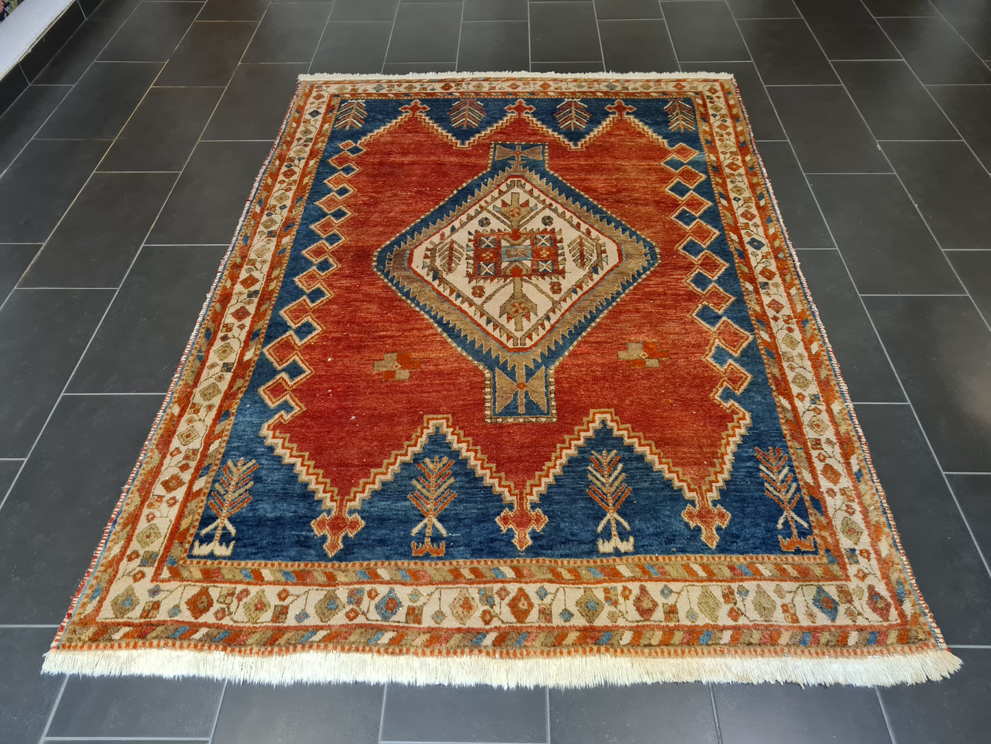 Antiker Feiner Handgeknüpfter Perserteppich Afshari Orientteppich 232x170cm