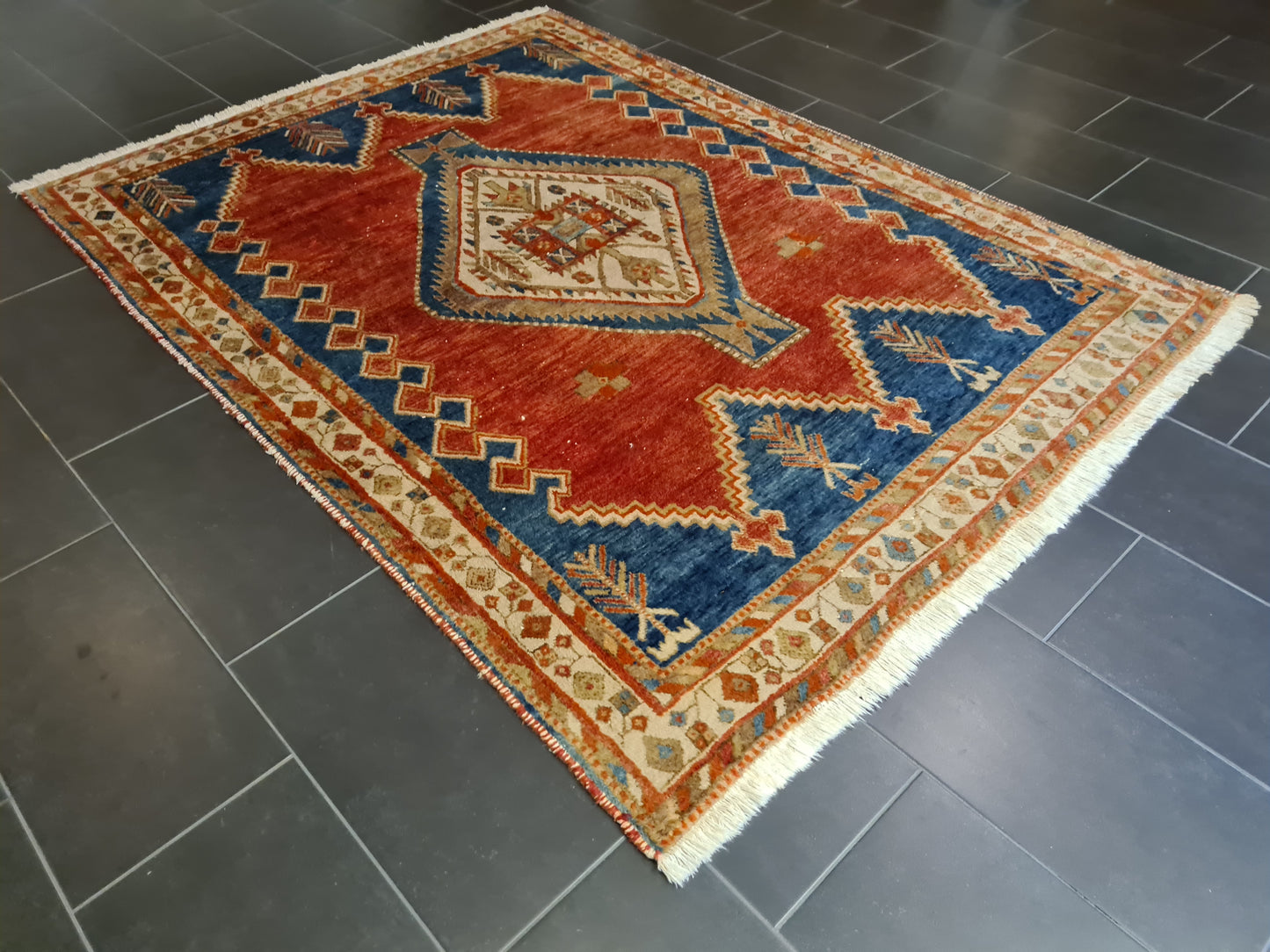 Antiker Feiner Handgeknüpfter Perserteppich Afshari Orientteppich 232x170cm