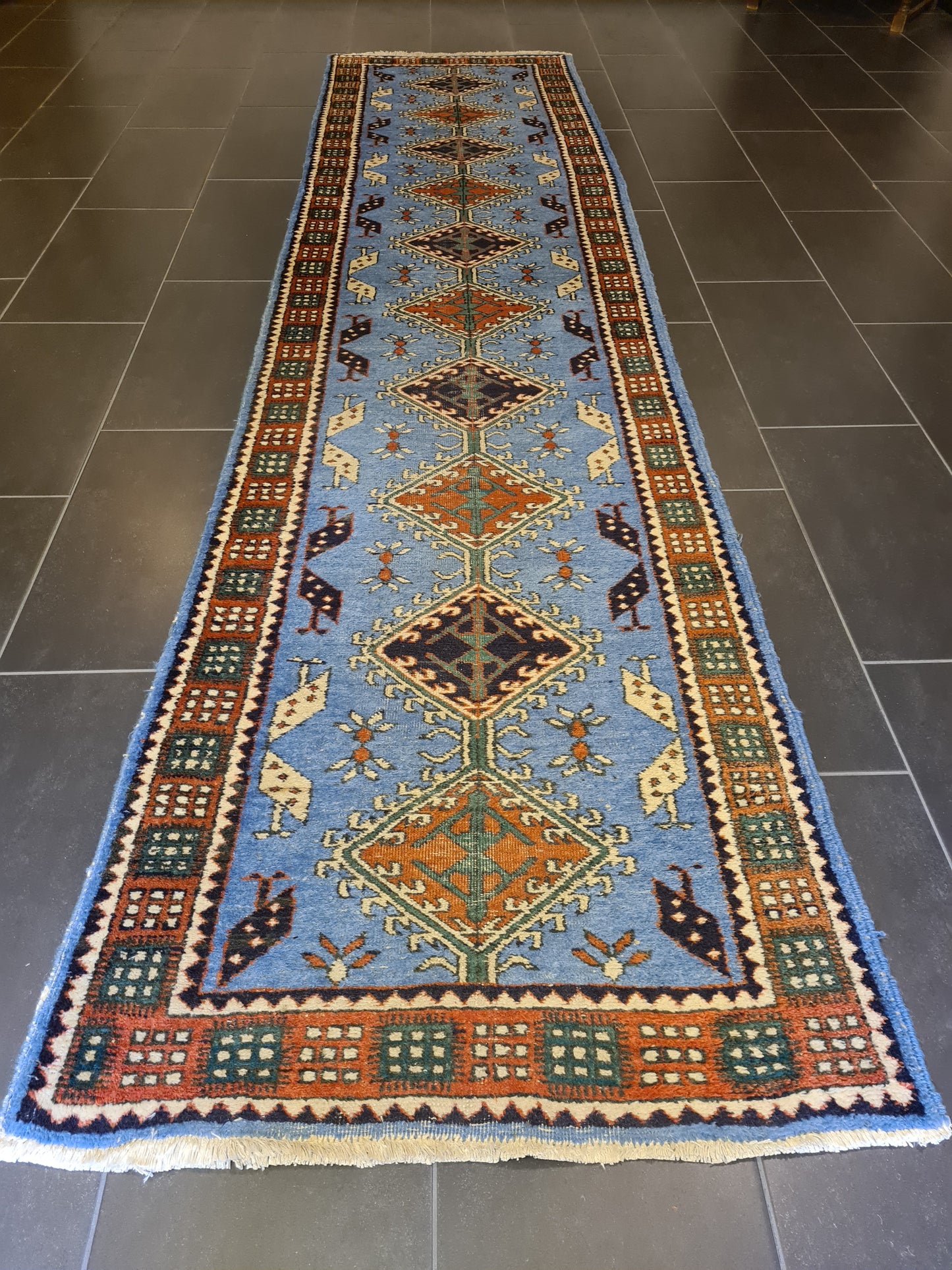 Handgeknüpfter Orientteppich Derbent Sammlerstück 360x88cm