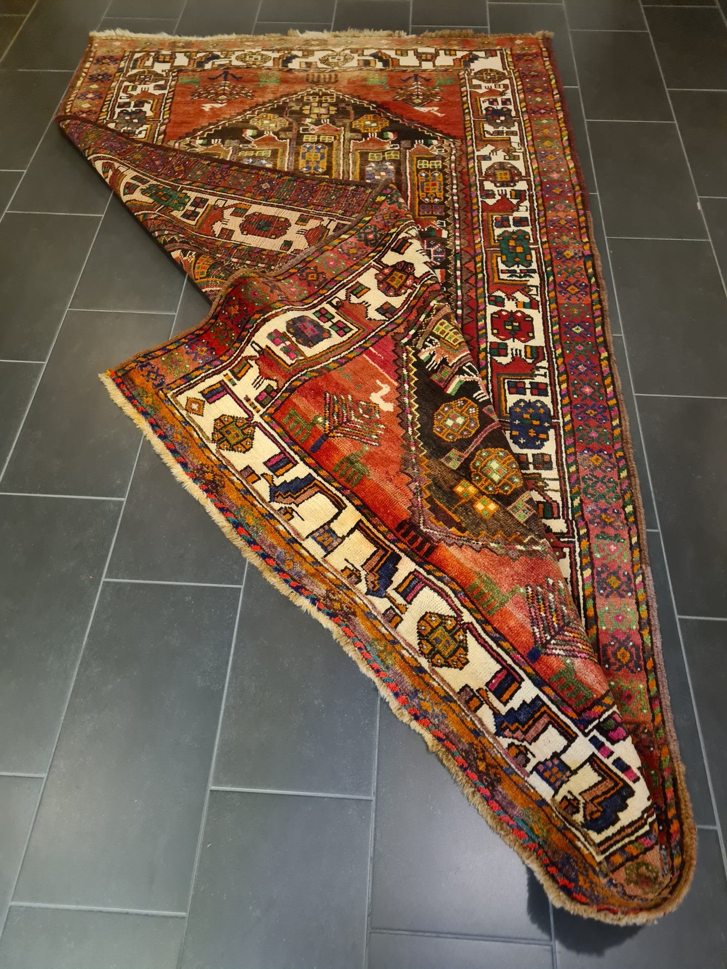 Antiker Feiner Handgeknüpfter Perserteppich Shiraz Sammlerstück 300x172cm