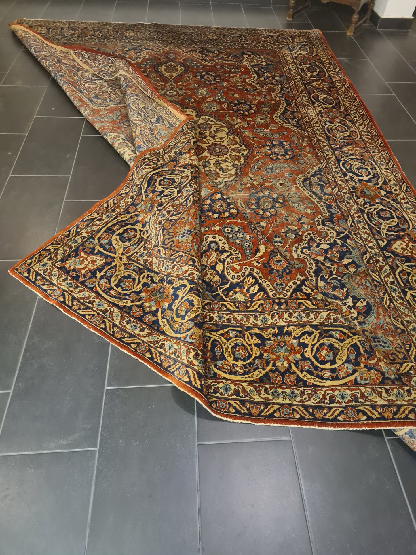 Antiker Prachtvoller Isfahan Orientteppich 390x262cm