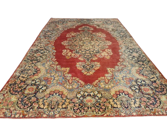 Handgeknüpfter Kirman Signierter Orientteppich 315x212cm