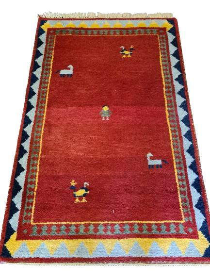 Dekorativer Handgeknüpfter Perser Teppich Orientteppich Gabbeh 152x99cm