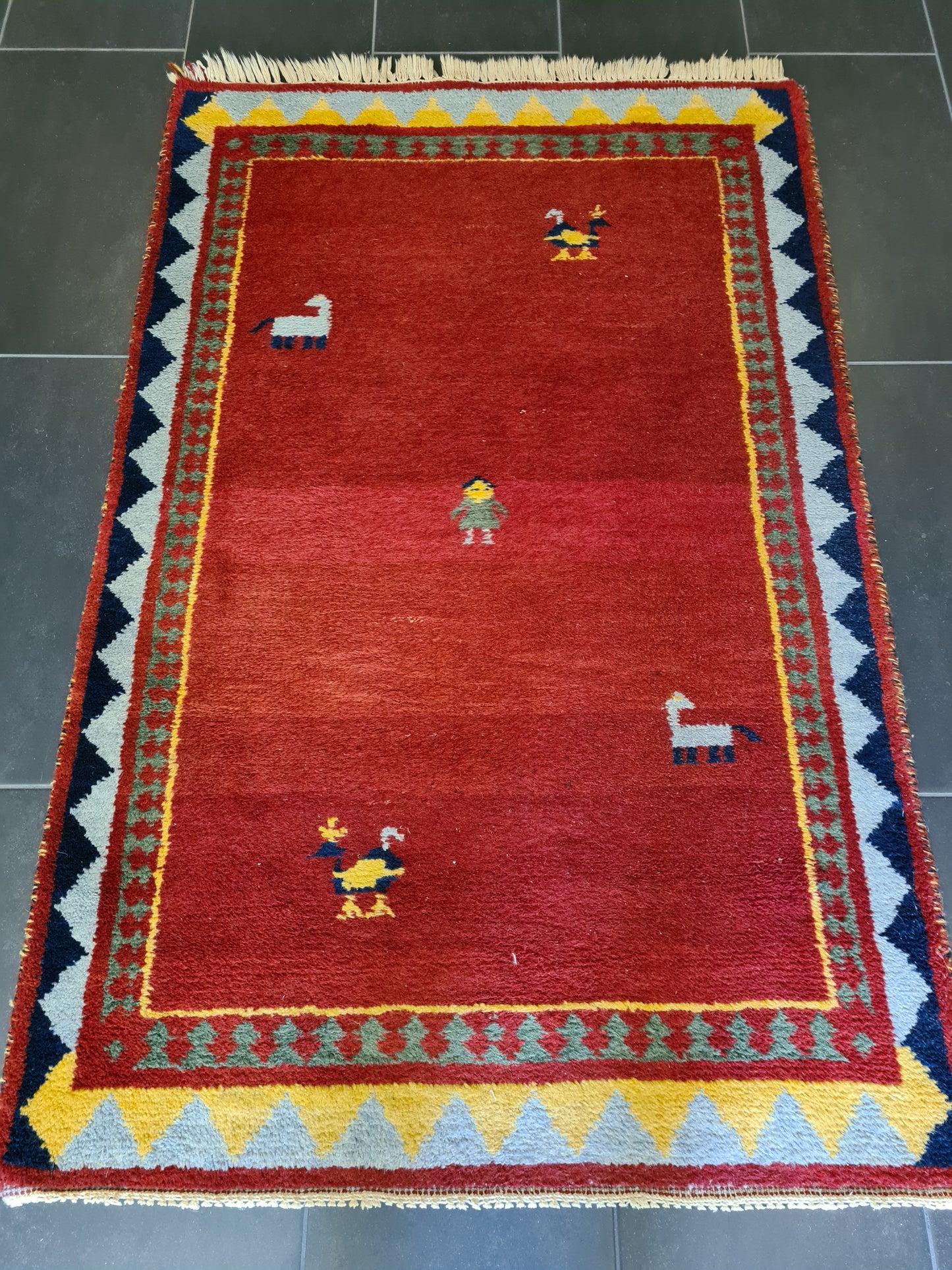 Dekorativer Handgeknüpfter Perser Teppich Orientteppich Gabbeh 152x99cm