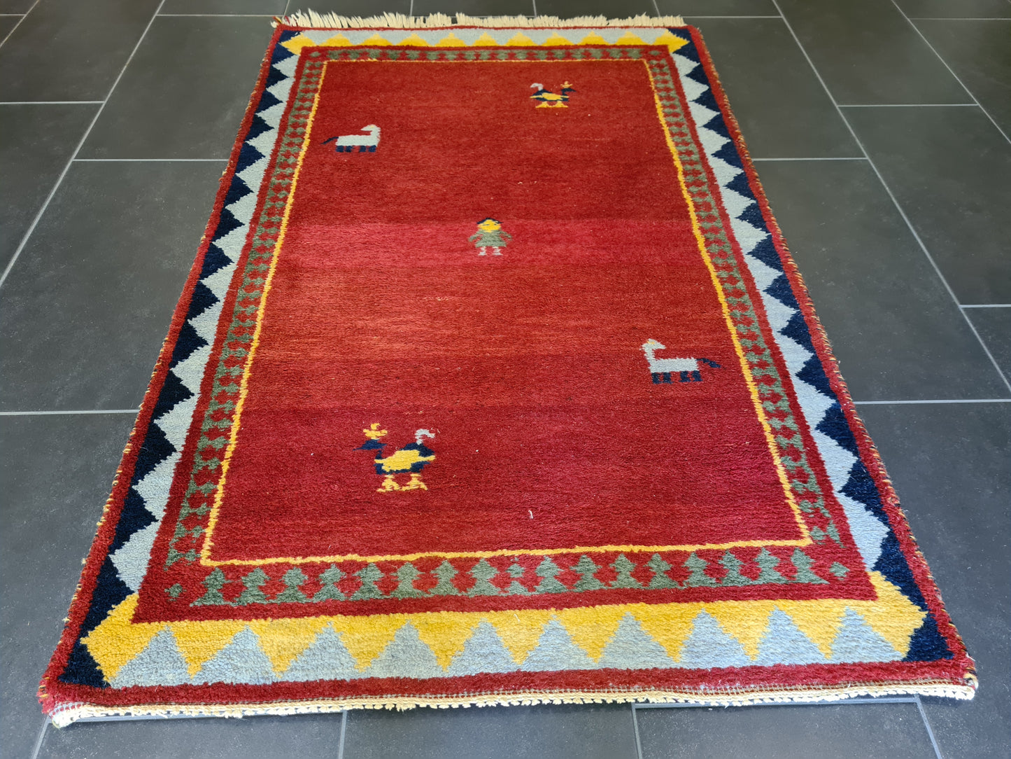 Dekorativer Handgeknüpfter Perser Teppich Orientteppich Gabbeh 152x99cm