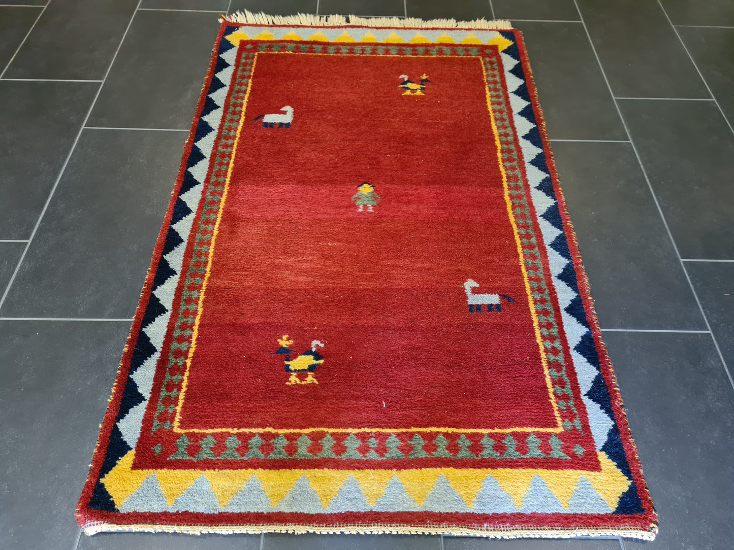 Dekorativer Handgeknüpfter Perser Teppich Orientteppich Gabbeh 152x99cm