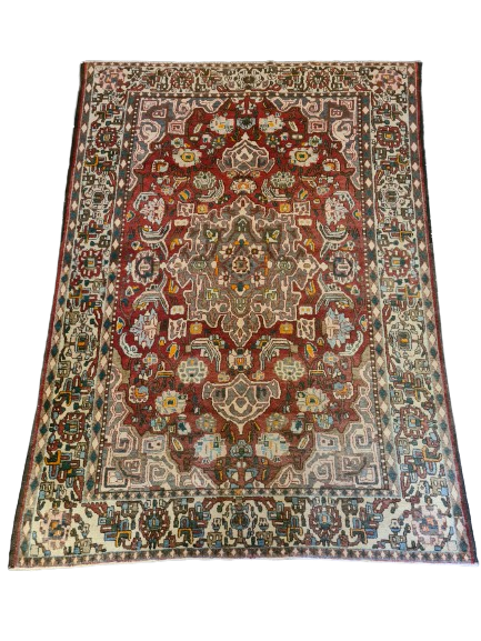 Antiker Perser Teppich Isfahan Handgeknüpfter Orientteppich 201x140cm