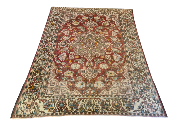 Antiker Perser Teppich Isfahan Handgeknüpfter Orientteppich 201x140cm