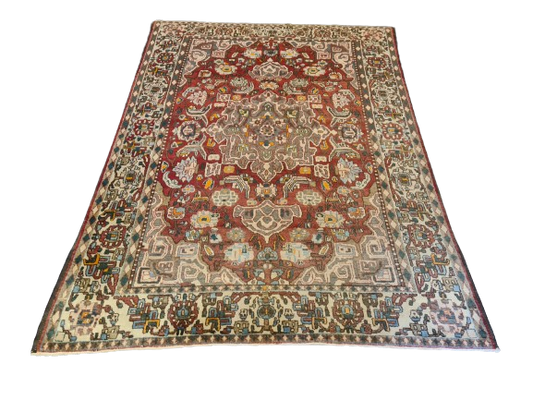 Antiker Perser Teppich Isfahan Handgeknüpfter Orientteppich 201x140cm