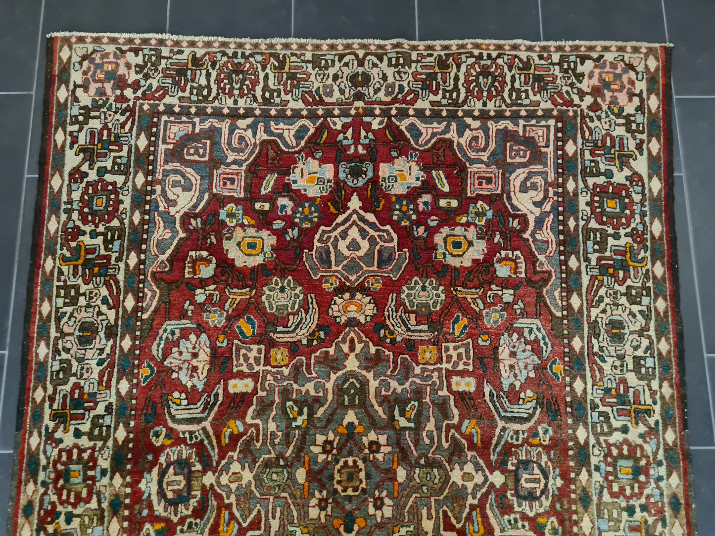 Antiker Perser Teppich Isfahan Handgeknüpfter Orientteppich 201x140cm