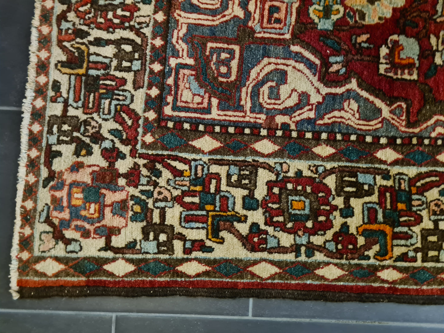 Antiker Perser Teppich Isfahan Handgeknüpfter Orientteppich 201x140cm