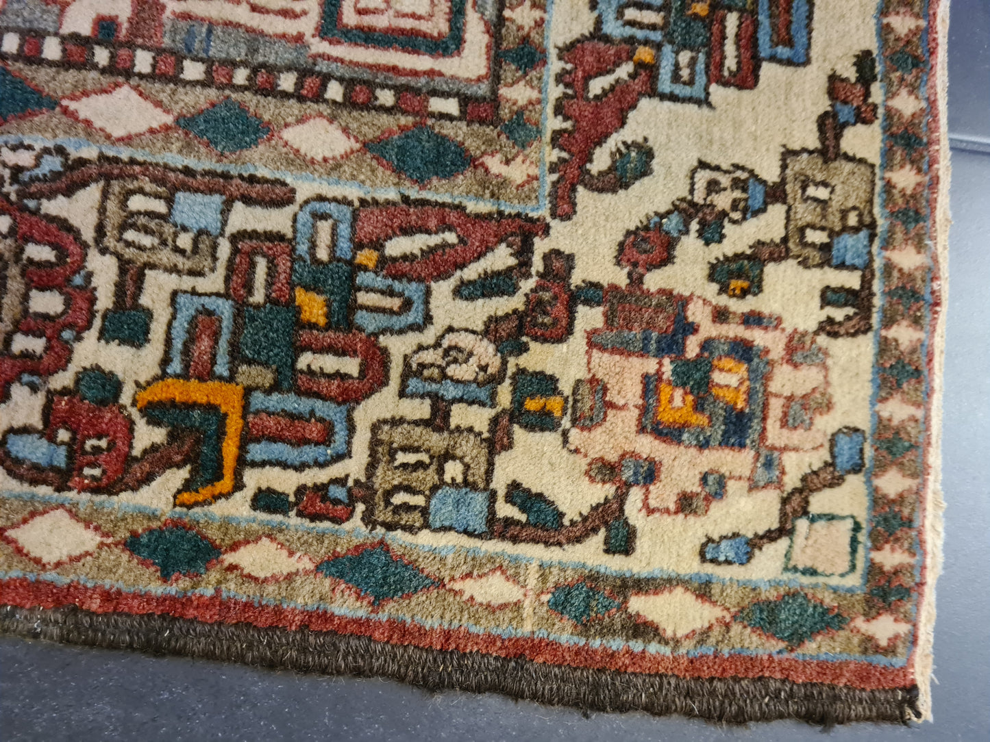 Antiker Perser Teppich Isfahan Handgeknüpfter Orientteppich 201x140cm