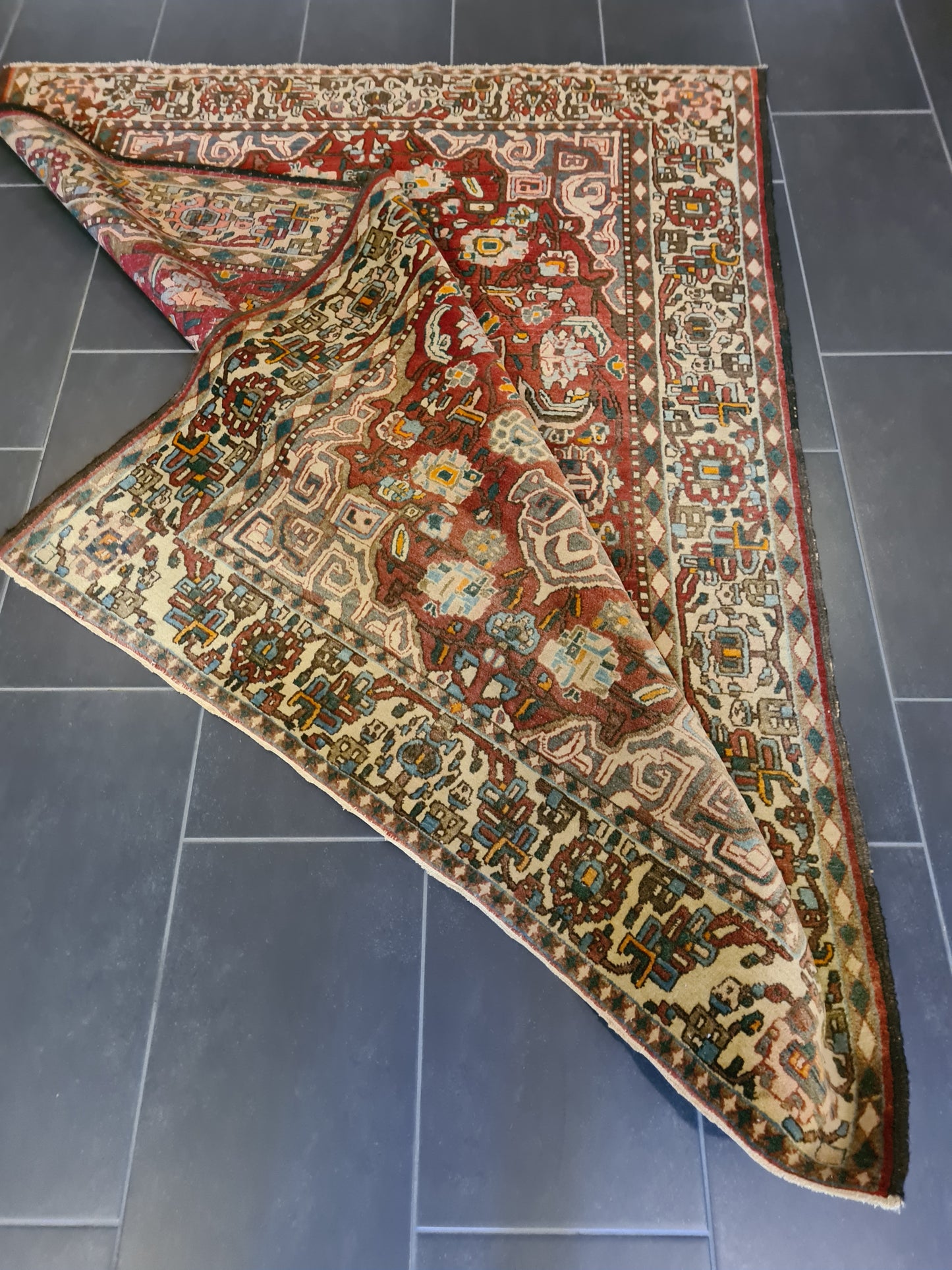 Antiker Perser Teppich Isfahan Handgeknüpfter Orientteppich 201x140cm