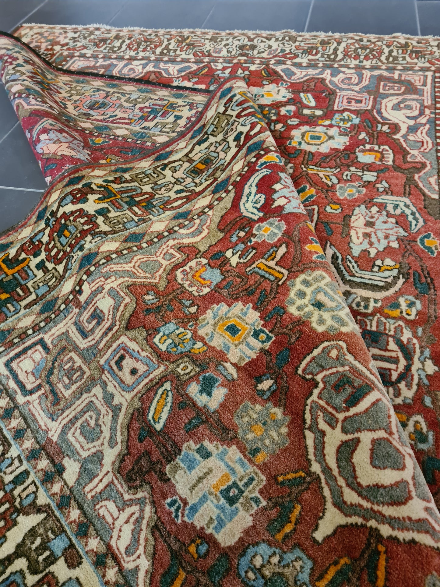 Antiker Perser Teppich Isfahan Handgeknüpfter Orientteppich 201x140cm