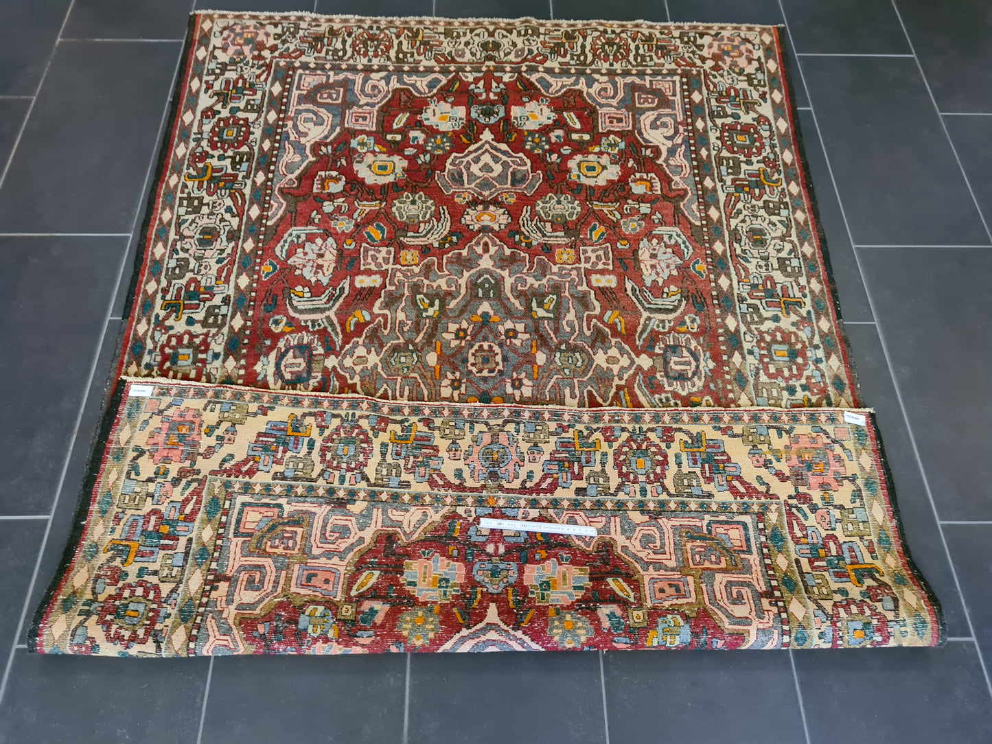 Antiker Perser Teppich Isfahan Handgeknüpfter Orientteppich 201x140cm