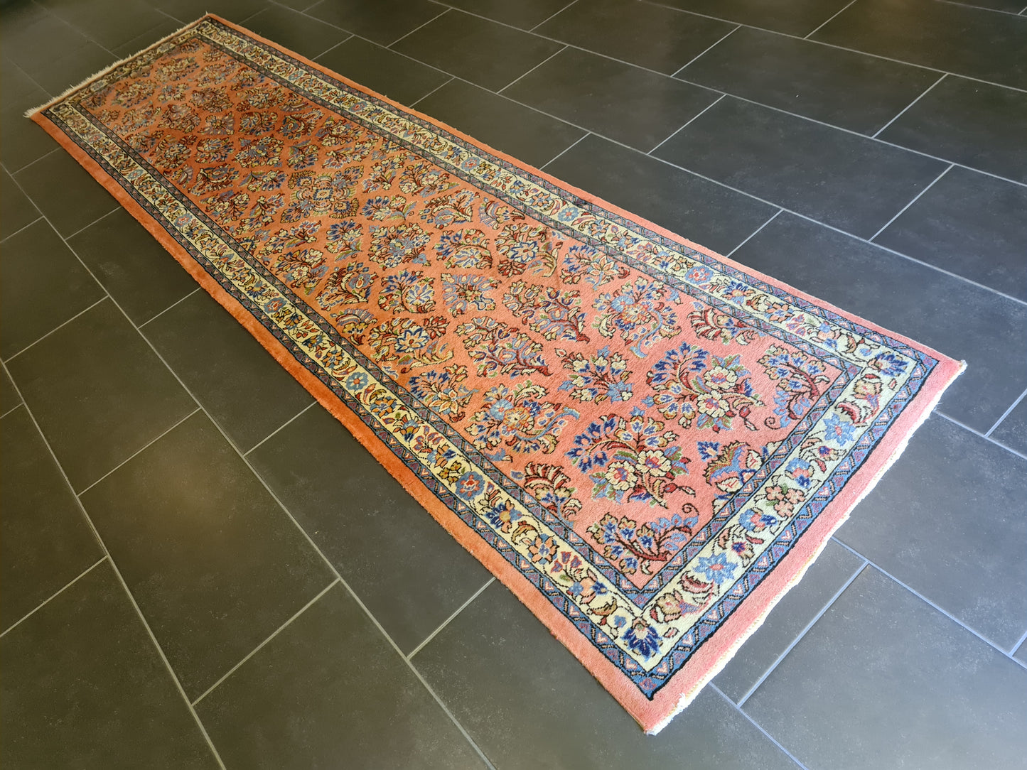 Feiner Hochwertiger Handgeknüpfter Perser Teppich Orientteppich Sarough 314x82cm