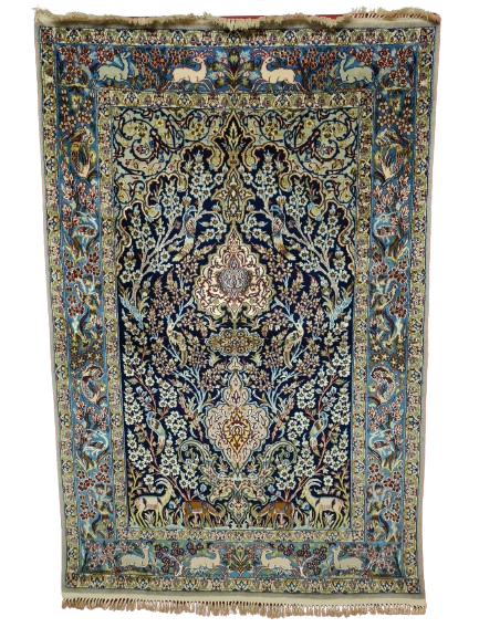 Handgeknüpfter Teppich Isfahan Seidenteppich 157x103cm