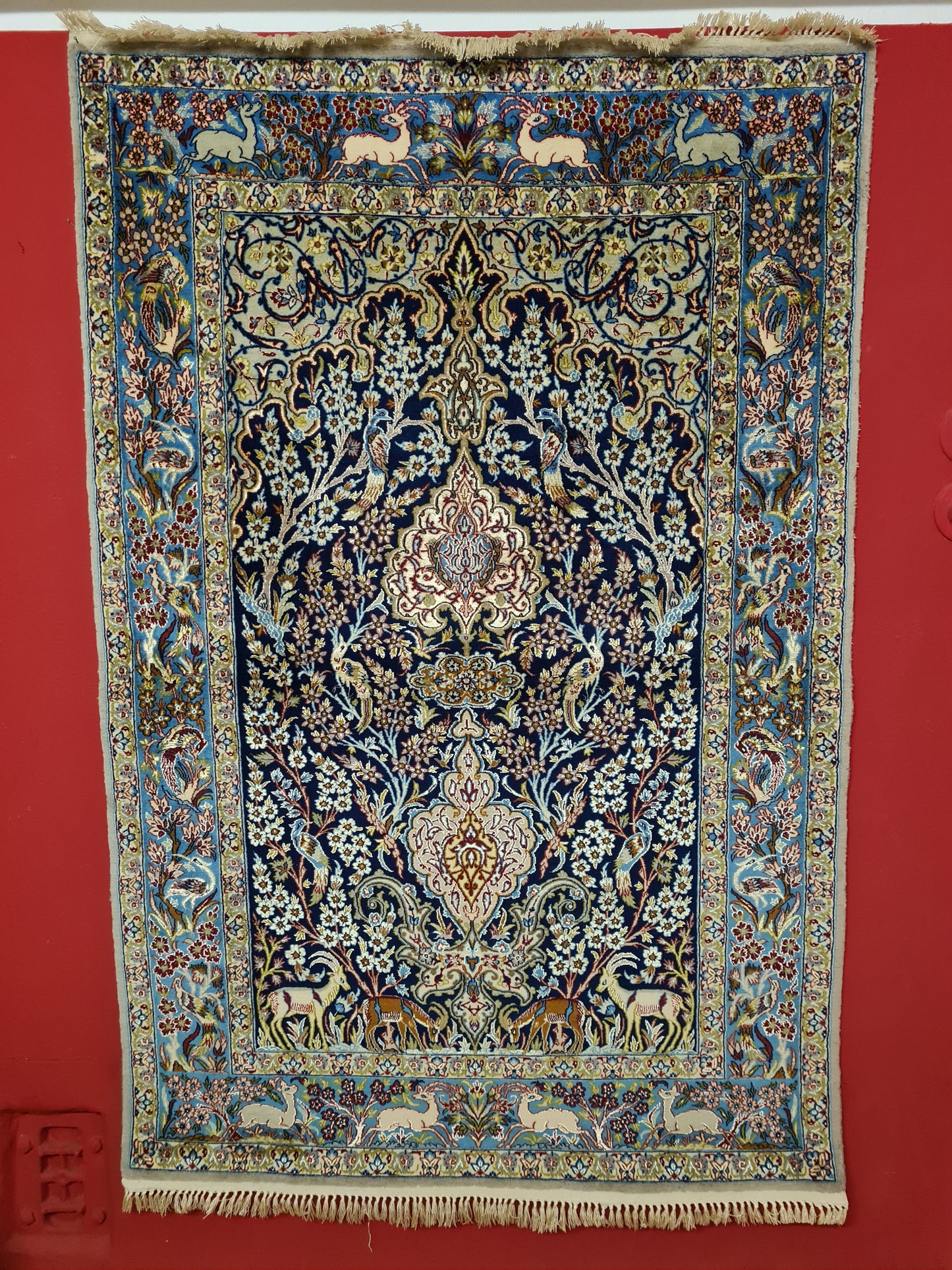 Handgeknüpfter Teppich Isfahan Seidenteppich 157x103cm