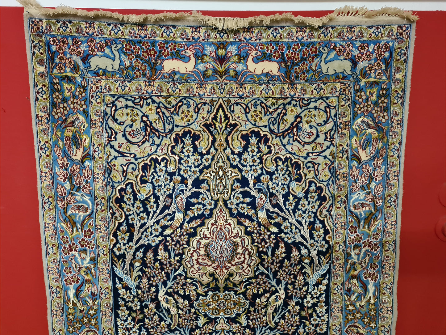 Handgeknüpfter Teppich Isfahan Seidenteppich 157x103cm