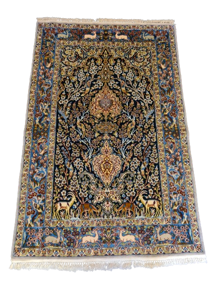 Handgeknüpfter Teppich Isfahan Seidenteppich 157x103cm