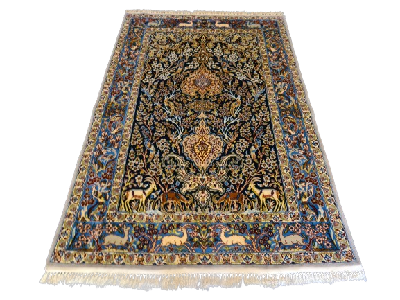 Handgeknüpfter Teppich Isfahan Seidenteppich 157x103cm