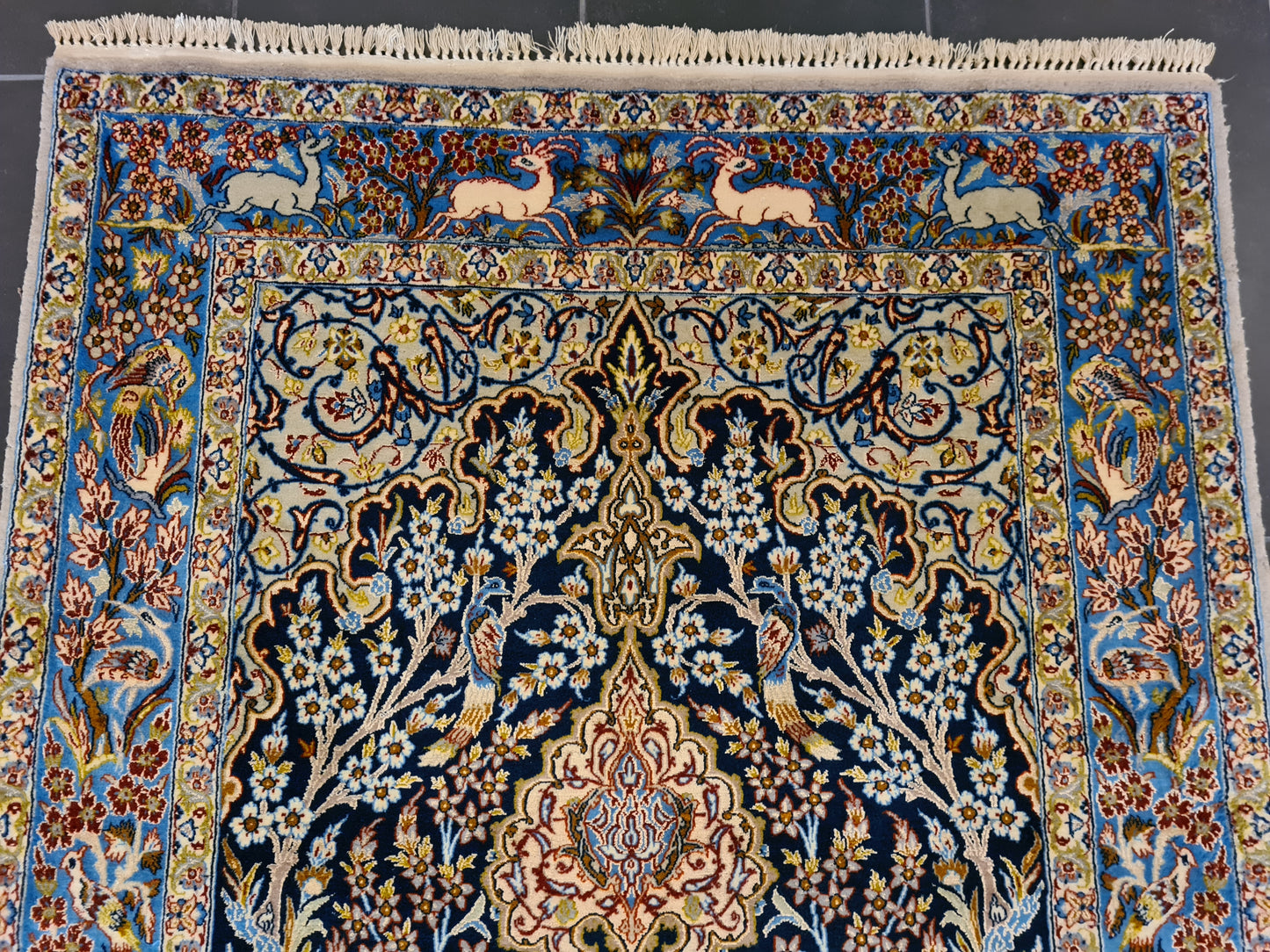 Handgeknüpfter Teppich Isfahan Seidenteppich 157x103cm