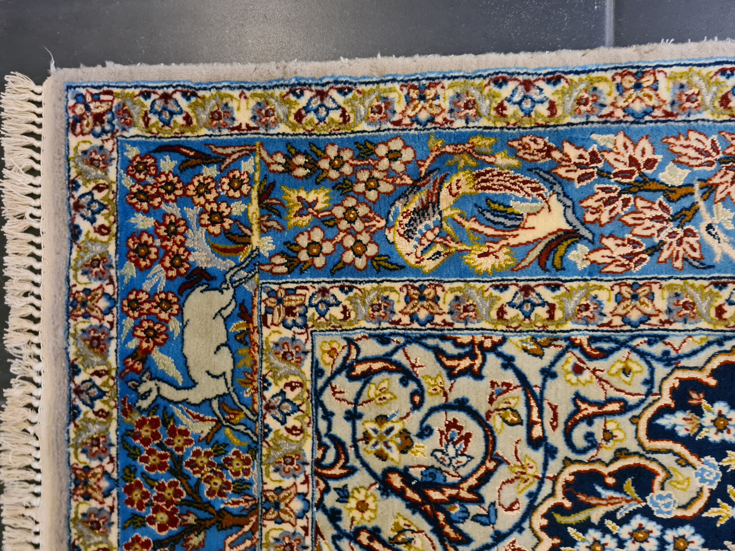 Handgeknüpfter Teppich Isfahan Seidenteppich 157x103cm