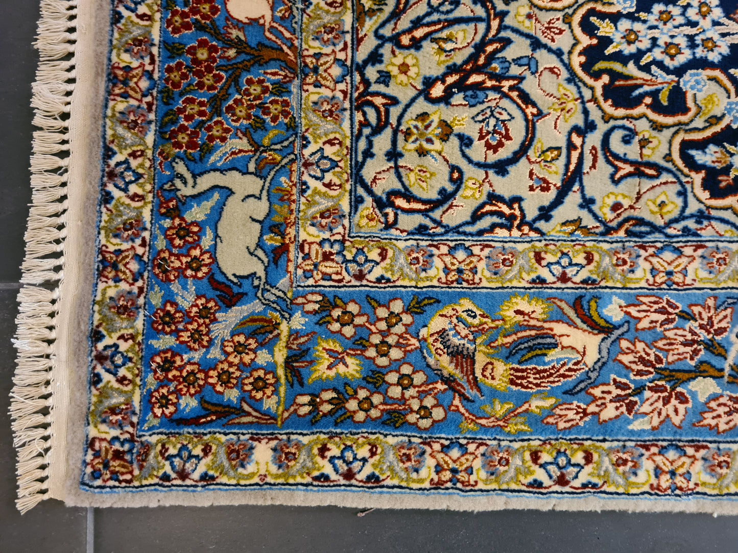 Handgeknüpfter Teppich Isfahan Seidenteppich 157x103cm