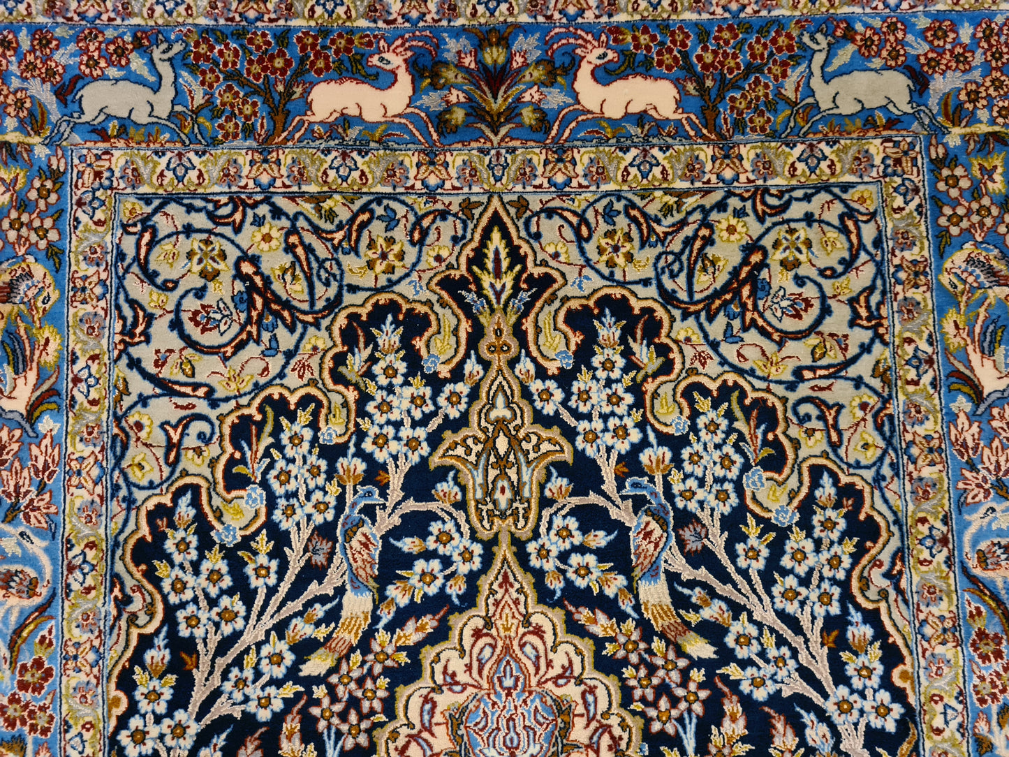 Handgeknüpfter Teppich Isfahan Seidenteppich 157x103cm