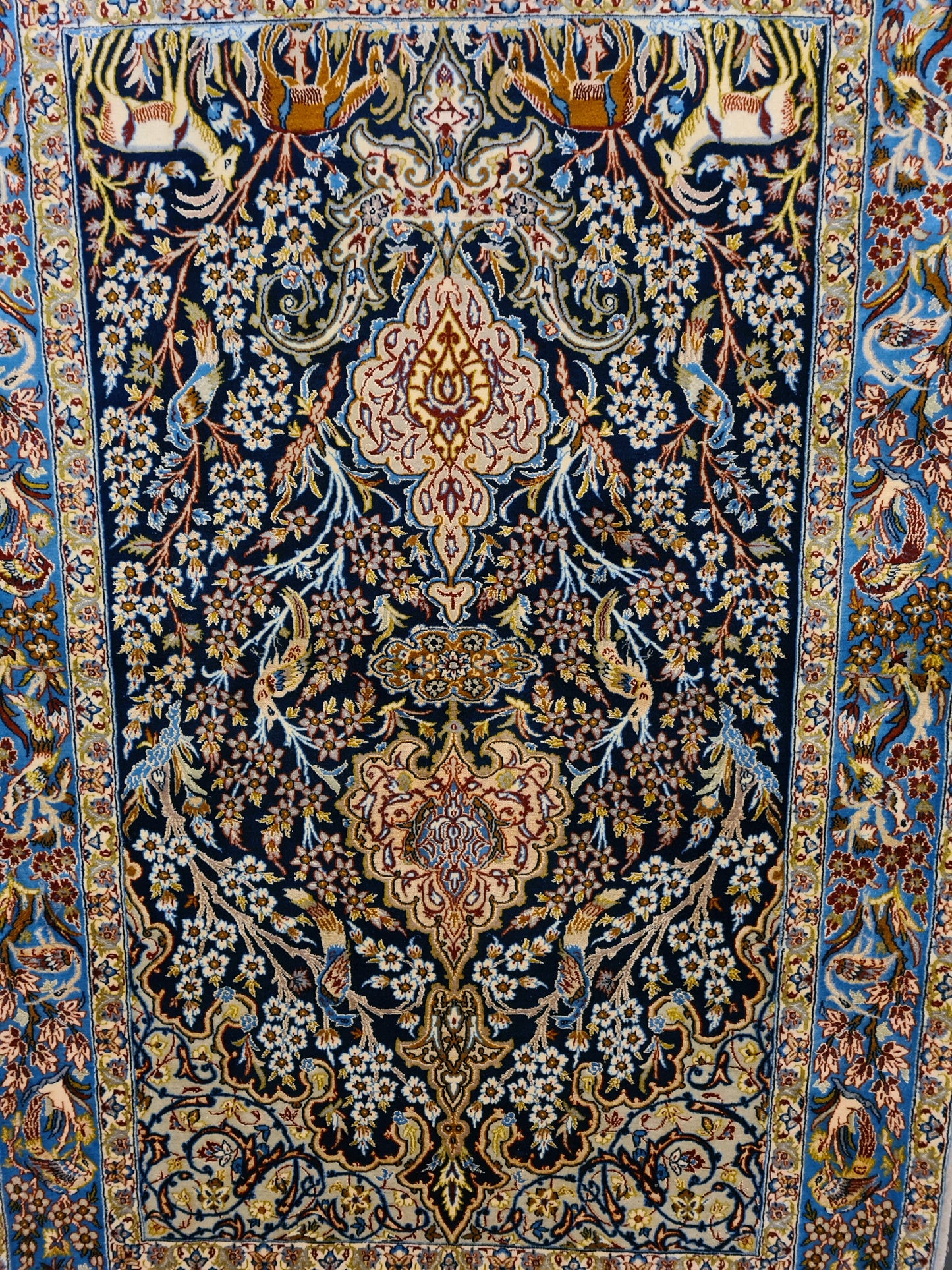 Handgeknüpfter Teppich Isfahan Seidenteppich 157x103cm