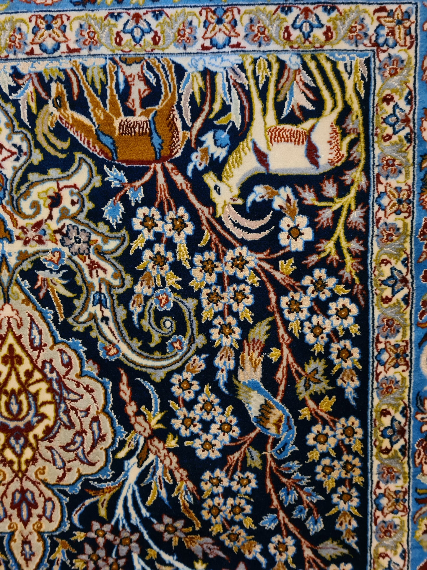 Handgeknüpfter Teppich Isfahan Seidenteppich 157x103cm