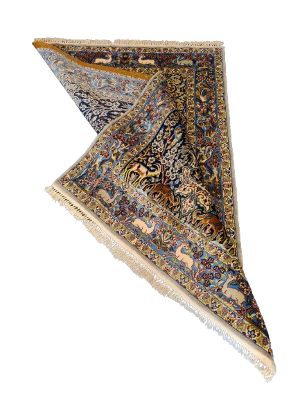 Handgeknüpfter Teppich Isfahan Seidenteppich 157x103cm