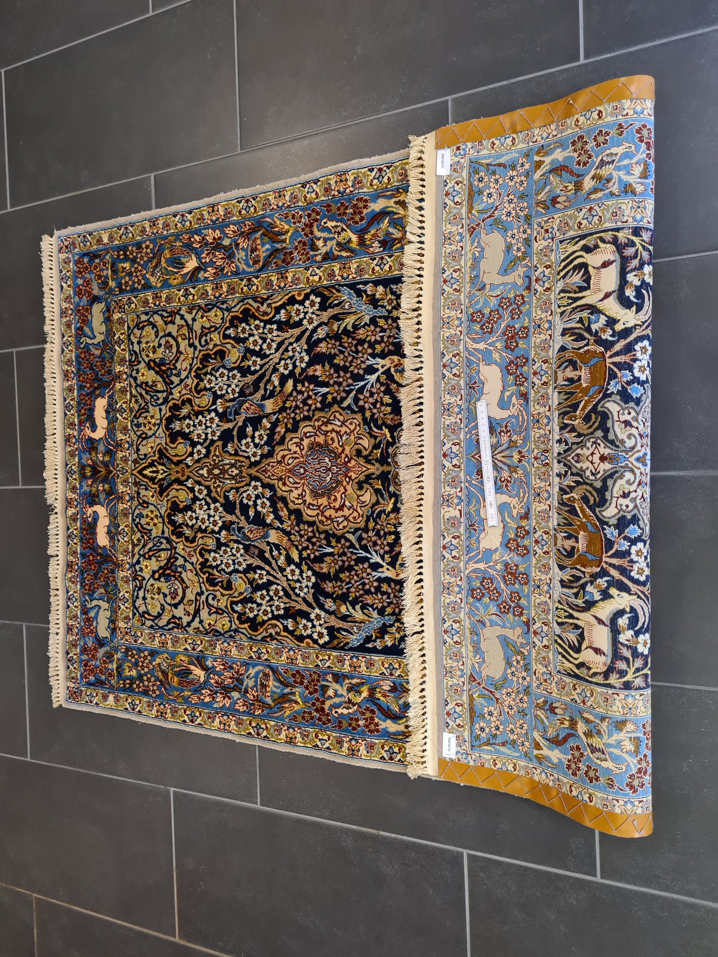 Handgeknüpfter Teppich Isfahan Seidenteppich 157x103cm