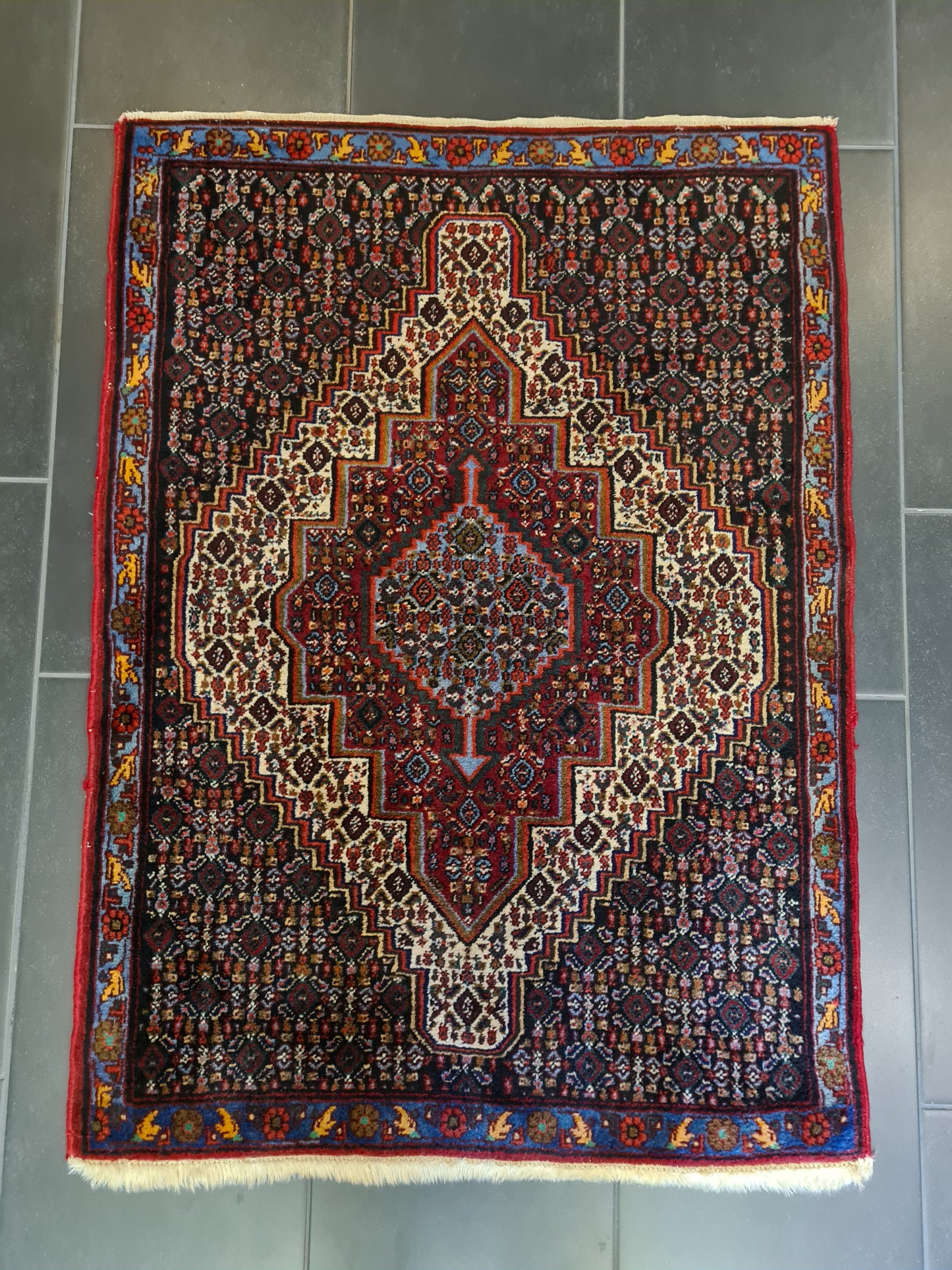 Edler Handgeknüpfter Perser Teppich Senneh Bidjar Orientteppich 110x79 cm